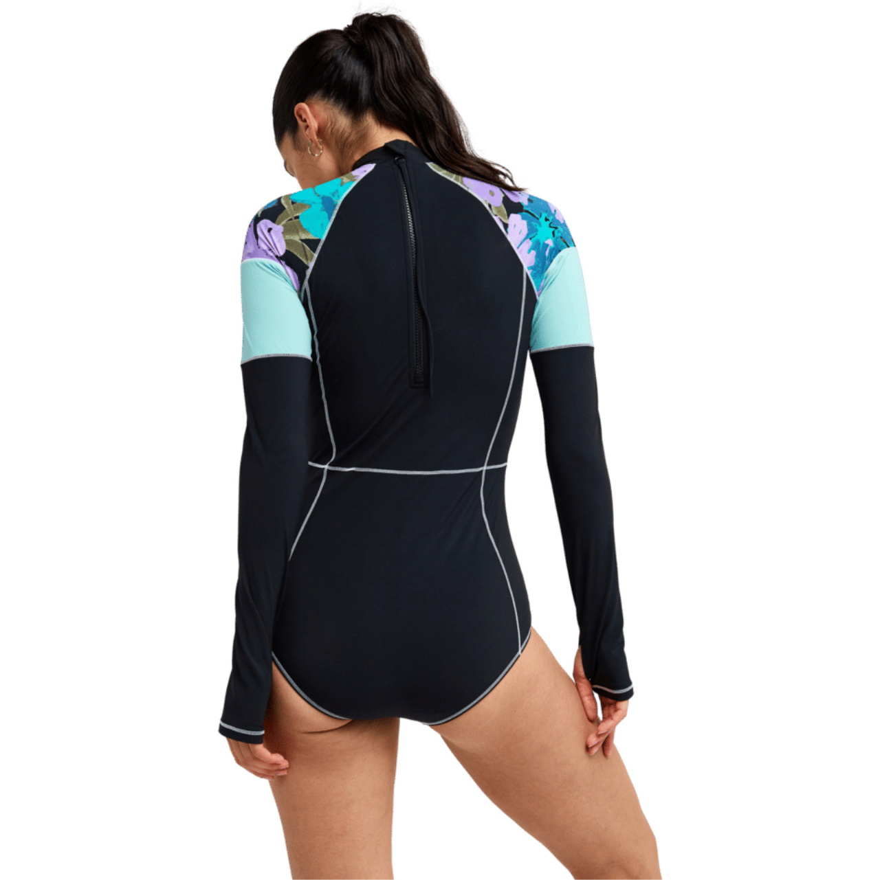 2026 Roxy Womens Active Long Sleeve One-Piece Swimsuit ERJWR03944 - Viola Golden Gal S
